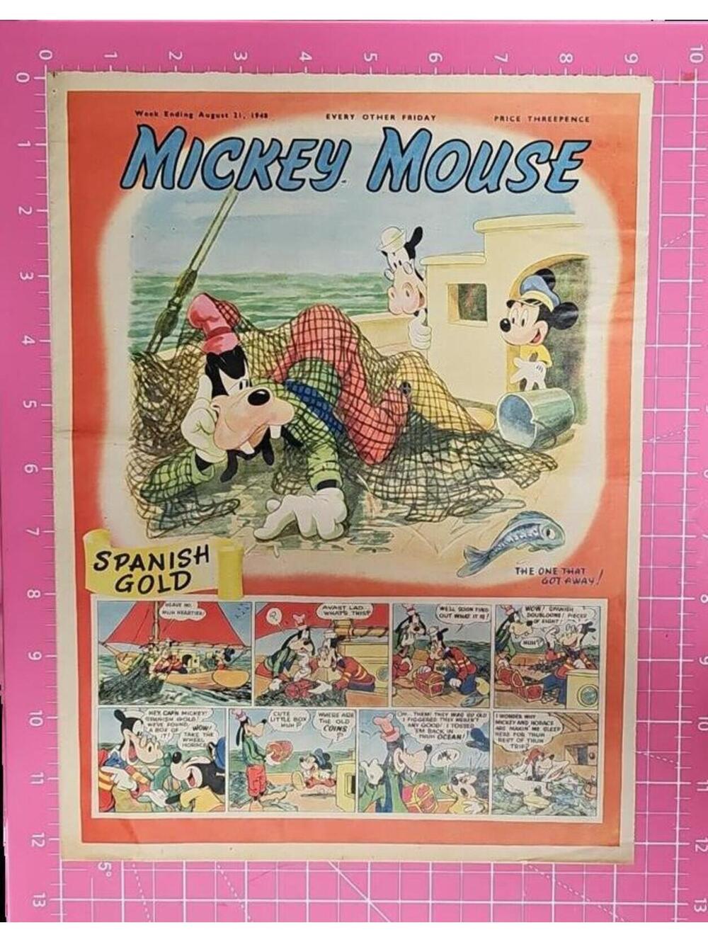 1948 Mickey Mouse Newspaper Comic – Week Ending Aug 21 – Threepence UK Disney